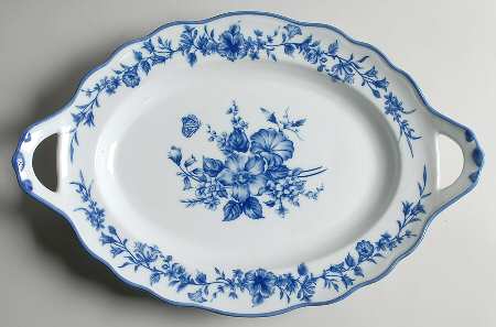 Blue And White 17" Oval Serving Platter
