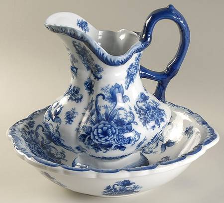 Blue And White 64 Oz Pitcher and Bowl Set