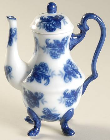 Blue And White Toy Coffee Pot and Lid
