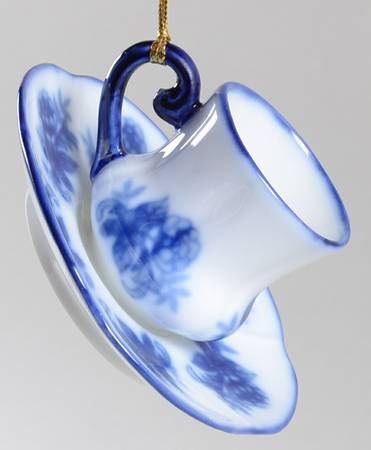 Blue And White Teacup & Saucer Ornament