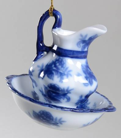 Blue And White Pitcher and Bowl Set Ornament