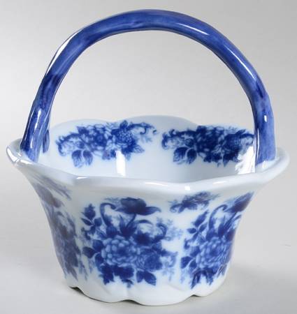 Blue And White 6" Handled Basket