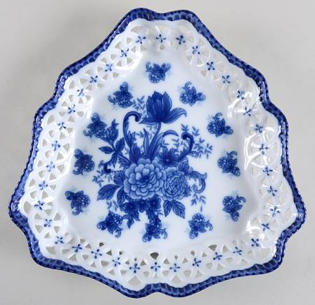 Blue And White Large Pierced Triangular Dish