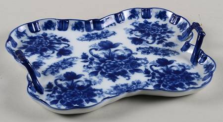 Blue And White 12" Handled Tray
