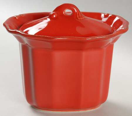 Vintage Port Red Sugar Bowl & Lid