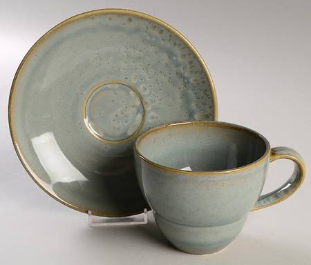 Cafe Capri Sea (Aqua) Flat Cup & Saucer Set