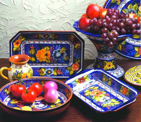 Alentejo Flowers Blue 14" Rectangular Baker