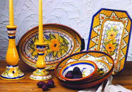 Alentejo Flowers Yellow 13" Octagonal Serving Platter