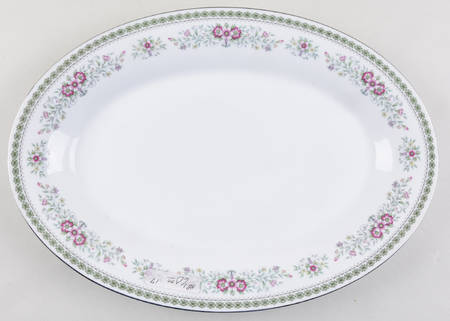 Bouquet (Platinum Trim) 14" Oval Serving Platter