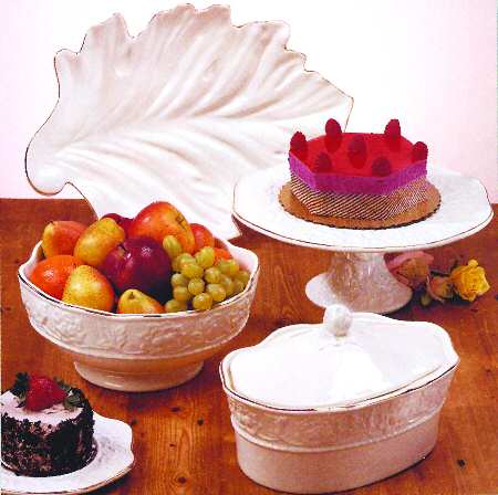 Golden Rose Footed Cake Plate