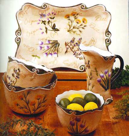 Blooming Herbs 20" Rectangular Serving Platter