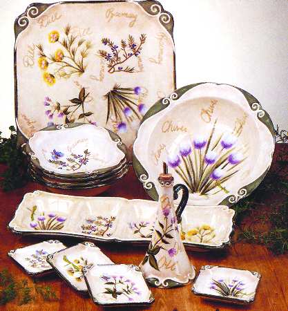 Blooming Herbs Oil Jar Drizzler with 4 Motif Dipping Dish