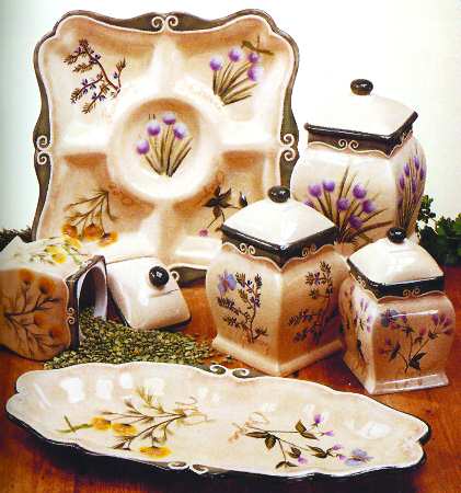 Blooming Herbs (4 Piece) Canister Set (Box Set)