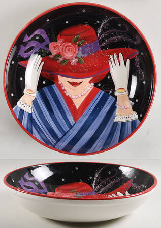 Ladies in Red 13" Pasta Serving Bowl