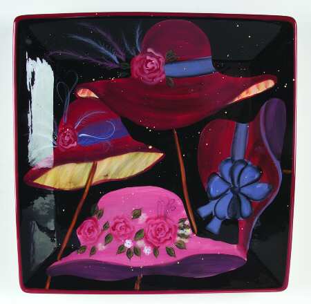 Ladies in Red 13" Square Serving Platter