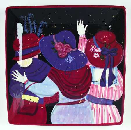 Ladies in Red 13" Square Serving Platter