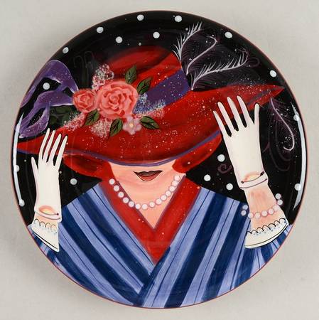 Ladies in Red Salad Plate
