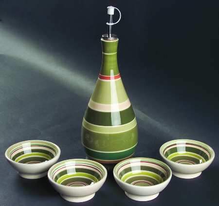 Peace Oil Jar & Drizzler with 4 Dipping Bowls