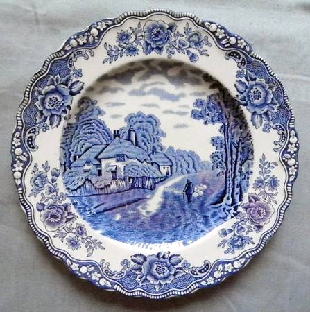 English Scenery Blue Salad Plate