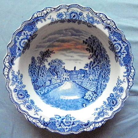 English Scenery Blue 9" Round Vegetable Bowl
