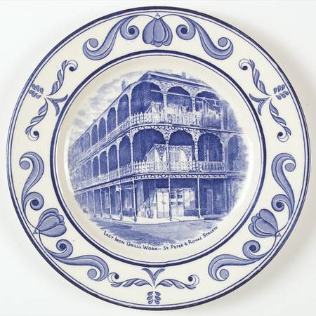 Scenes of Old New Orleans Blue Dinner Plate
