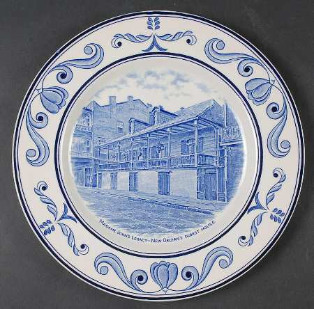 Scenes of Old New Orleans Blue Dinner Plate
