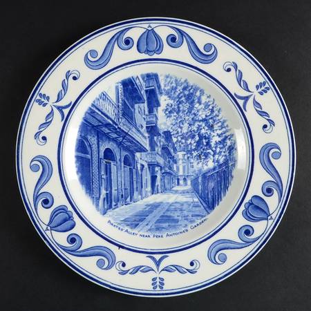 Scenes of Old New Orleans Blue Dinner Plate