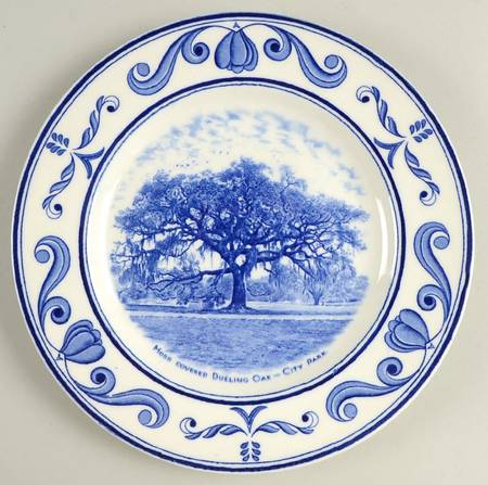 Scenes of Old New Orleans Blue Dinner Plate
