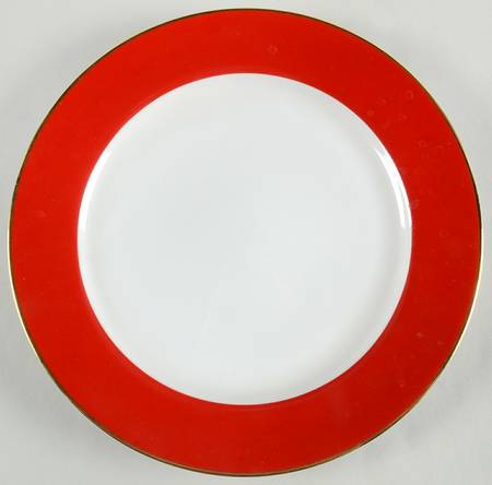 Red Band (Wide Red Rim, Gold Trim) 12" Chop Plate (Round Platter)