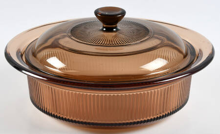 Visions Amber 1 Qt Rd Oven/Micrwave Casserole & Lid