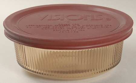 Visions Amber 1 Pt Round Casserole & Plastic Lid