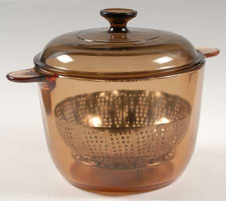 Visions Amber 3.5qt Stew Pot W/Lid & Metal Steamer