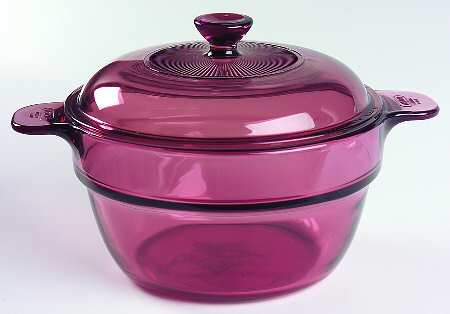 Visions Cranberry Double Boiler Insert with Glass Lid