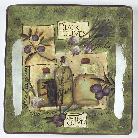 Garden of Olives 13" Square Serving Platter