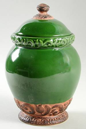 Florentine Green Small Canister & Lid