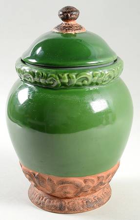 Florentine Green Medium Canister & Lid