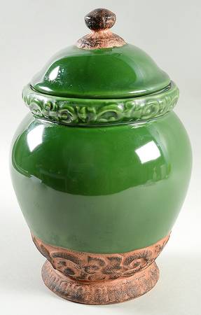 Florentine Green Large Canister & Lid