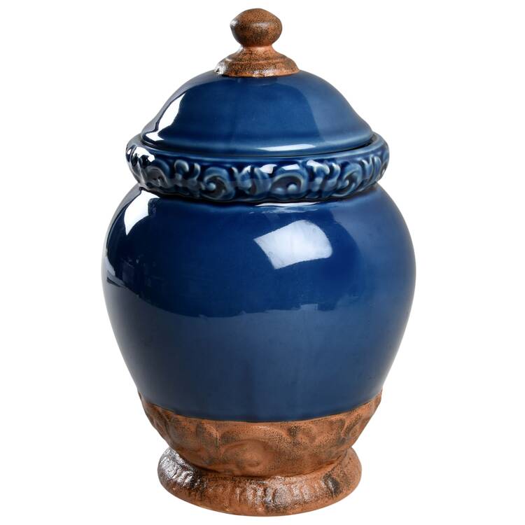 Florentine Blue Medium Canister & Lid