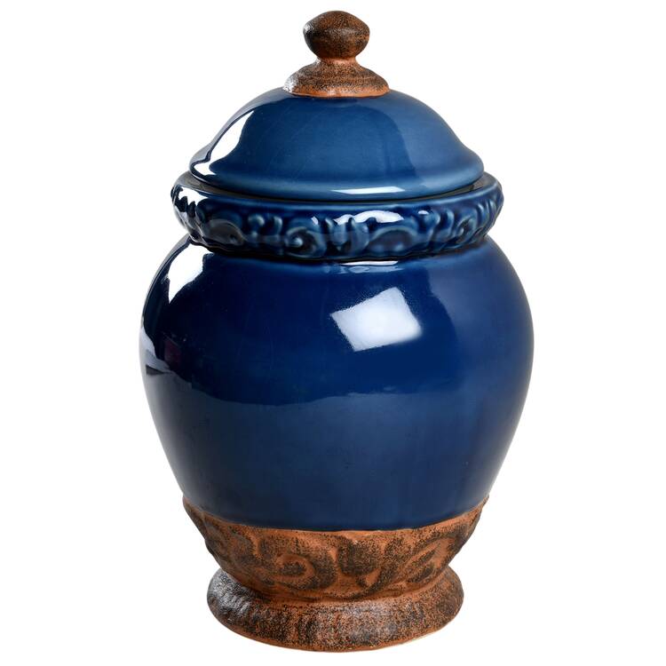 Florentine Blue Large Canister & Lid