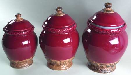Florentine Burgundy (3 Piece) Canister Set (Box Set)