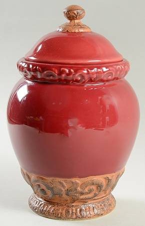 Florentine Burgundy Medium Canister & Lid