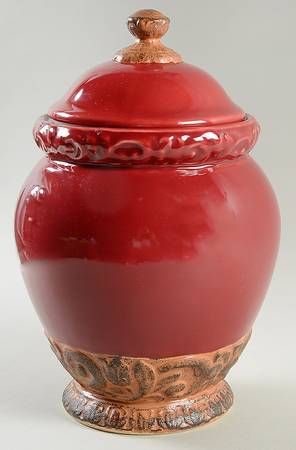Florentine Burgundy Large Canister & Lid
