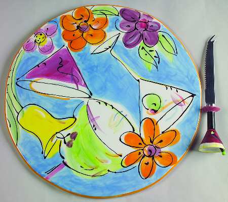 Cocktail Fiesta Cheese Plate & Knife Set