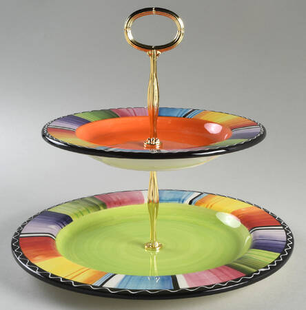 Serape 6 5/8"-10"  2 Tiered Serving Tray (Dp, Sp) HC