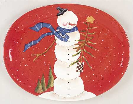 Hilltop Snowman 18" Oval Serving Platter