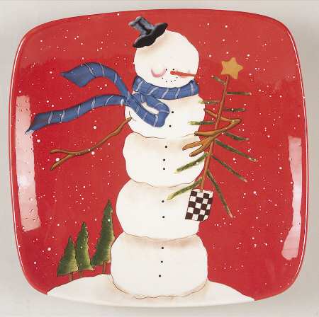Hilltop Snowman 13" Square Serving Platter
