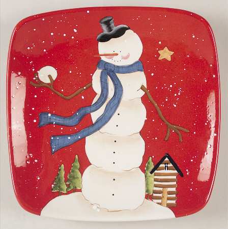 Hilltop Snowman 13" Square Serving Platter