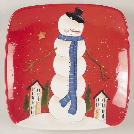 Hilltop Snowman 13" Square Serving Platter