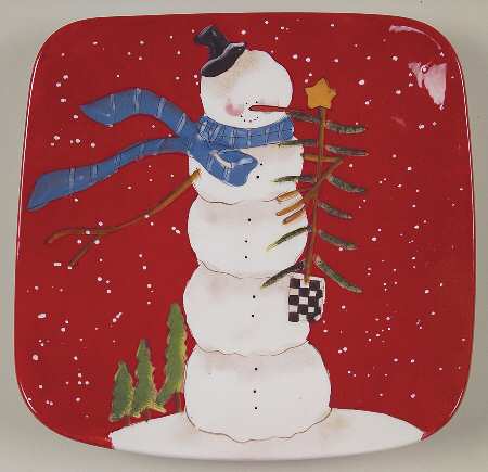 Hilltop Snowman Square Salad Plate