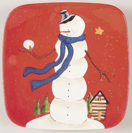Hilltop Snowman Square Salad Plate